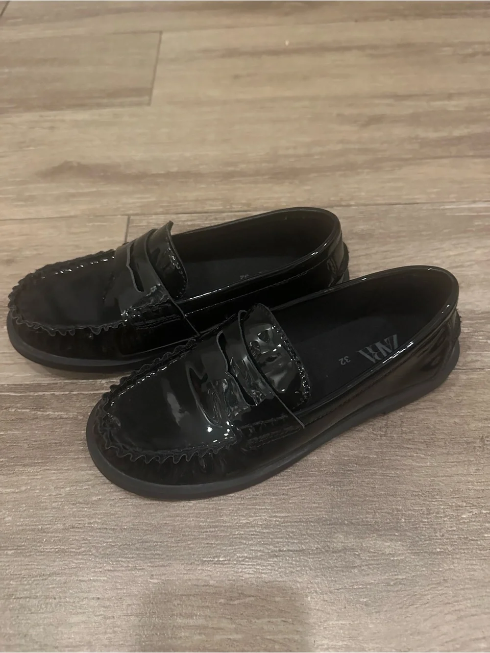 Zara Black Patent Penny Loafers